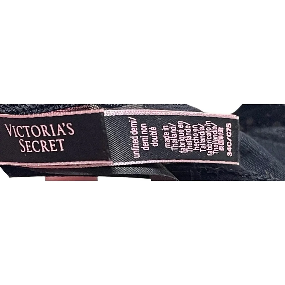 Victoria's Secret Black Bra Lot 34C Unlined Lace Demi & Satin Balconet Set